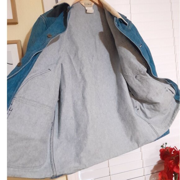 Vintage L.L Bean Light Blue Denim & Corduroy Barn Coat sz Medium - Picture 11 of 11